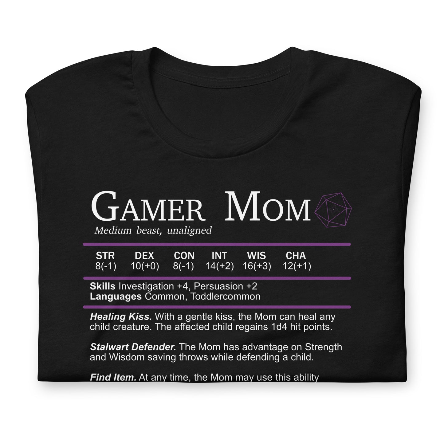 Gamer Mom Stat Sheet - Funny RPG T-shirt