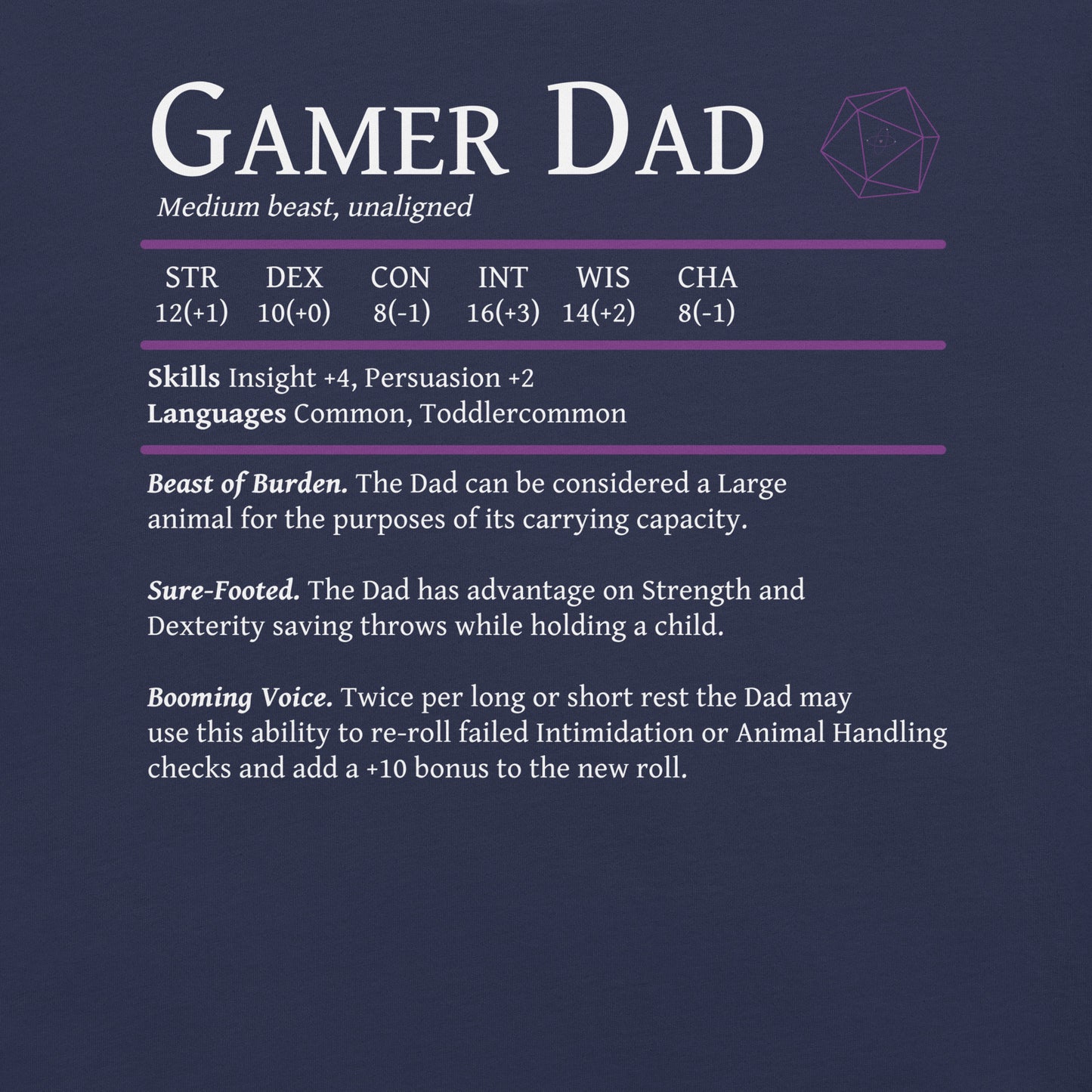Gamer Dad - Beast Stats T-shirt