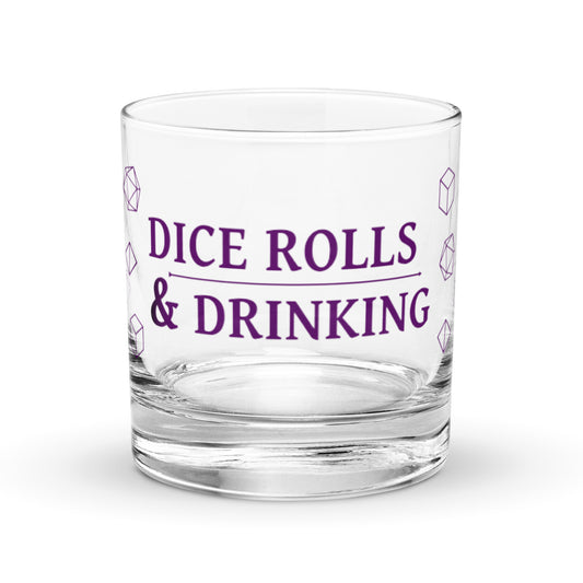 Dice Rolls & Drinking - 10.5 oz Lowball Glass