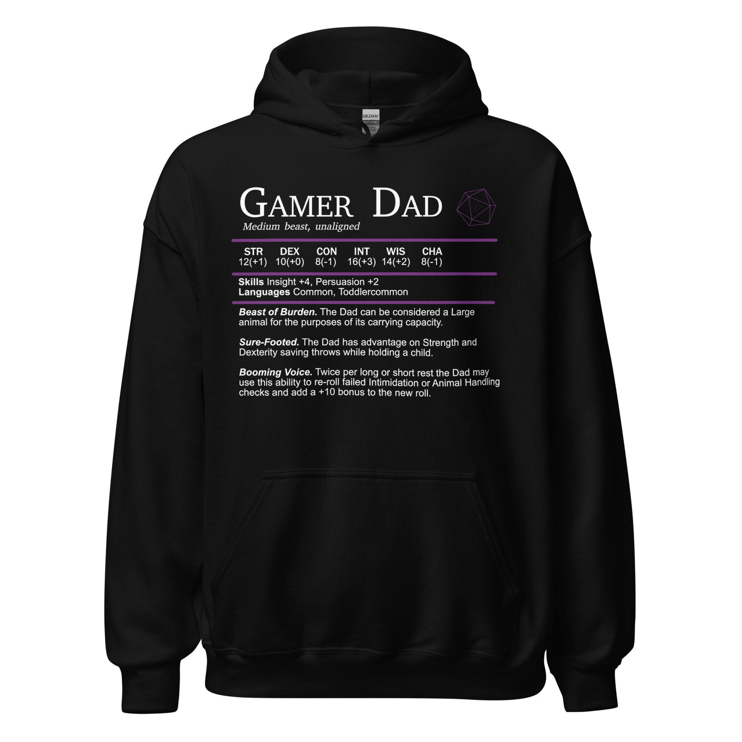 Gamer Dad Beast Stats Hoodie