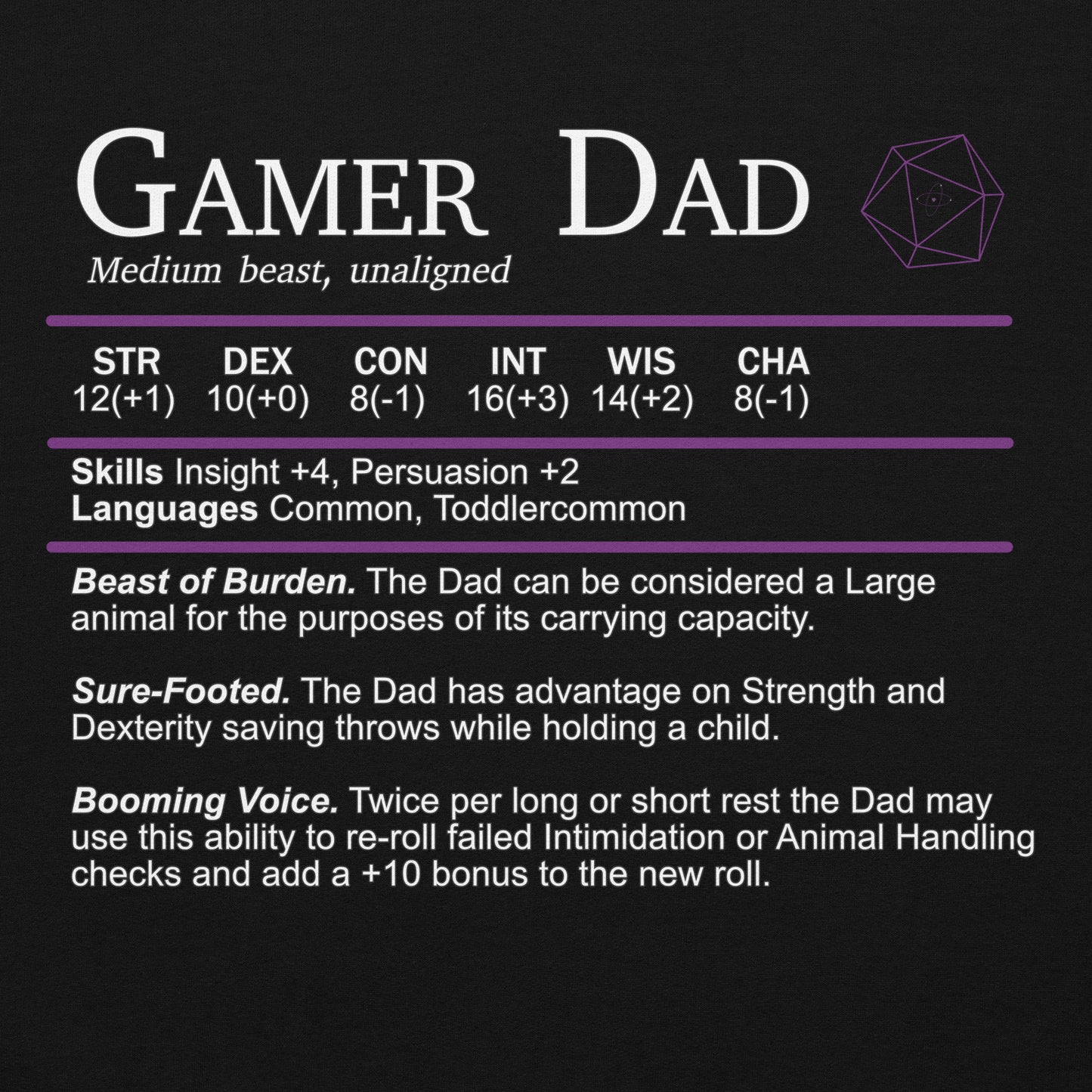 Gamer Dad Beast Stats Hoodie