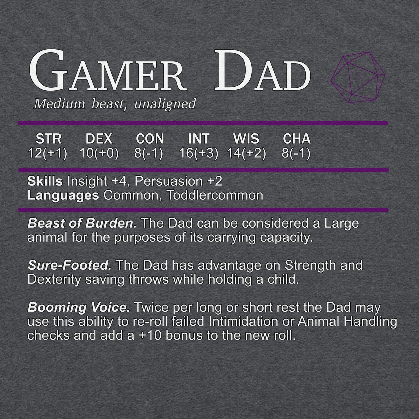 Gamer Dad Beast Stats Hoodie