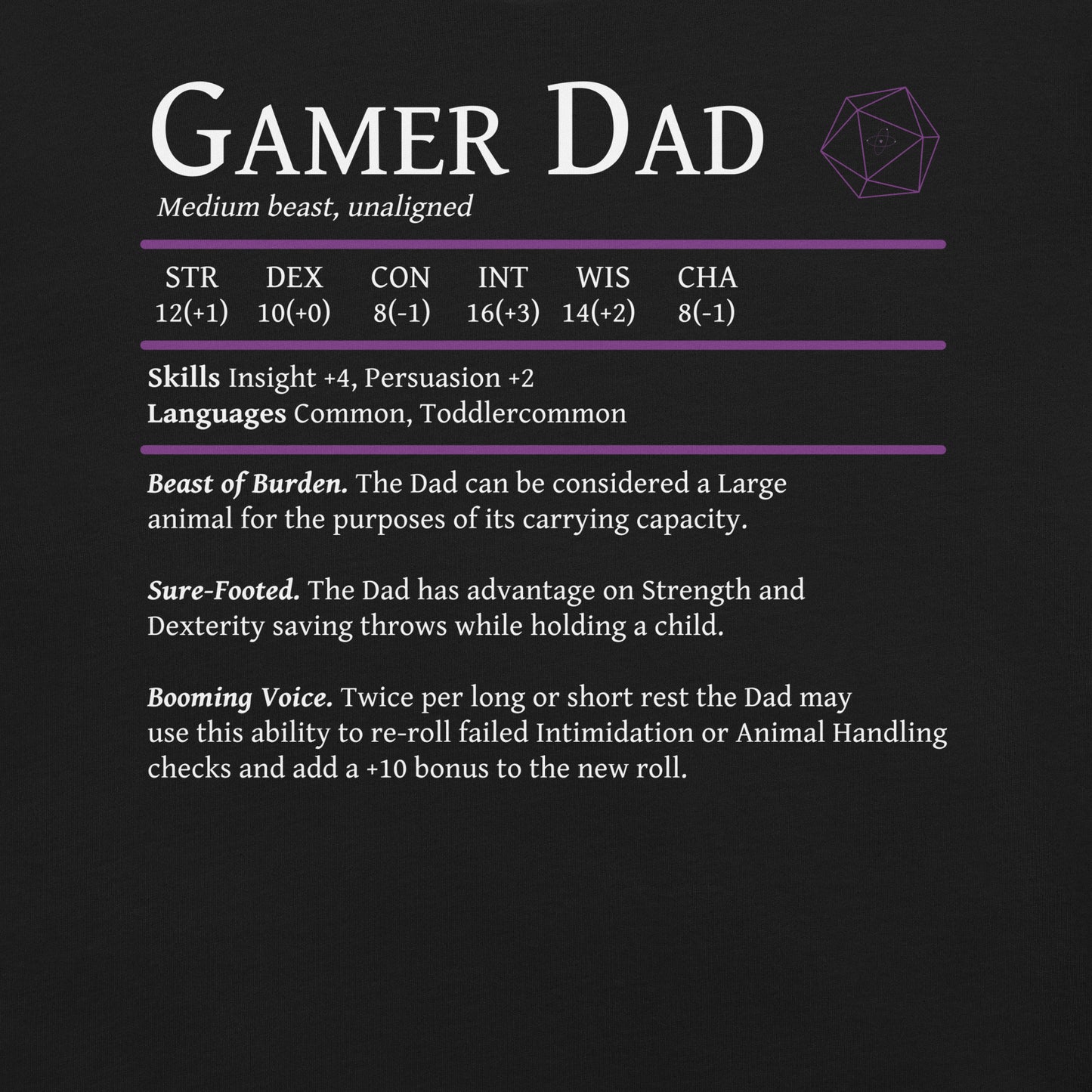Gamer Dad - Beast Stats T-shirt